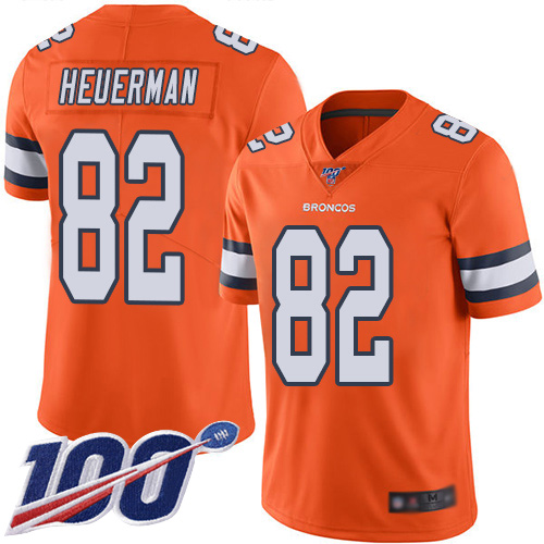 Men Denver Broncos #82 Jeff Heuerman Limited Orange Rush Vapor Untouchable 100th Season Football NFL Jersey->denver broncos->NFL Jersey